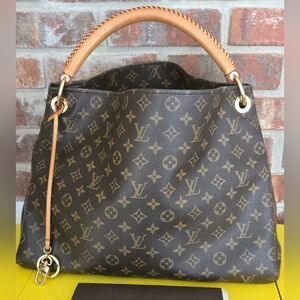 Louis Vuitton Brown Monogram Bag with Tan Handle